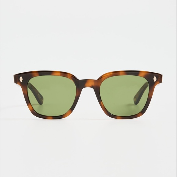 Garrett Leight Tortoise Broadway Sunglasses with Olive Lenses - Picture 2 of 5